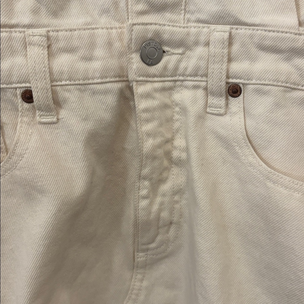 Pistola Nina Cotton Denim Mini Dress in Eggshell Size Small - Picture 6 of 13
